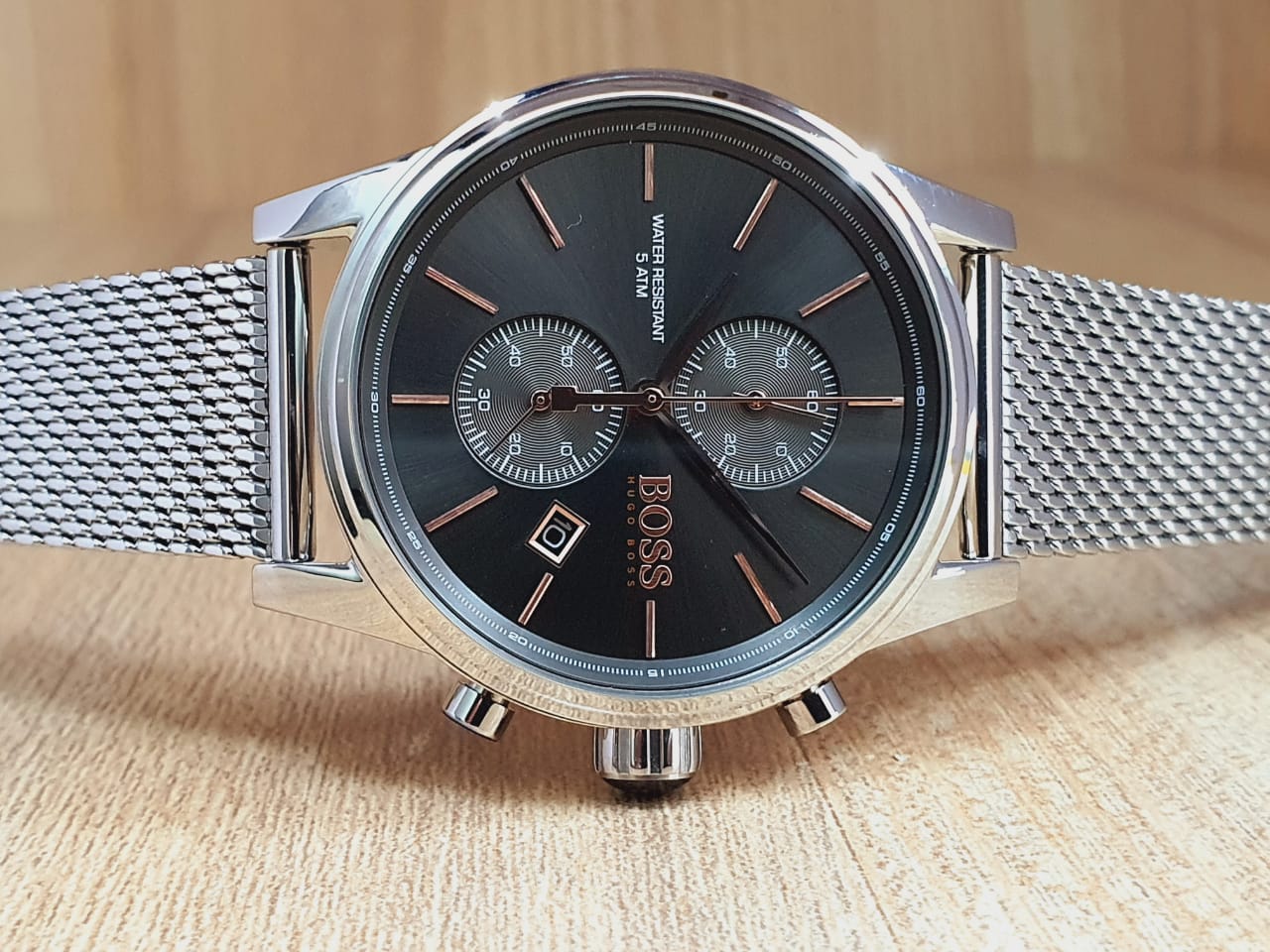  Shop Authentic Hugo Boss Jet Chronograph Grey Dial Silver Mesh Bracelet Watch for Men - 1513440 - Luxxuri