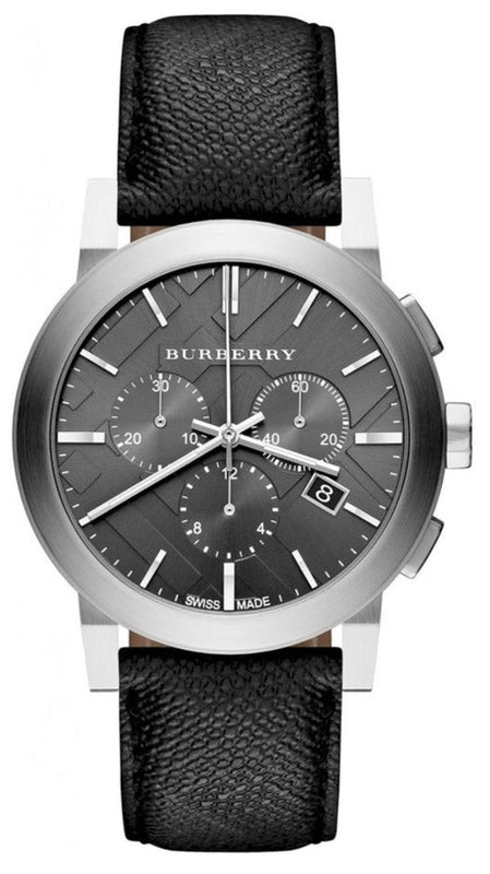  Shop Authentic Burberry The City Grey Dial Black Leather Strap Watch for Men - BU9359 - Luxxuri