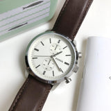  Shop Authentic Fossil Townsman Chronograph White Dial Brown Leather Strap Watch for Men - FS5350 - Luxxuri