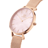  Shop Authentic Daniel Wellington Petite Melrose Pink Dial Rose Gold Mesh Strap Watch For Women - DW00100368 - Luxxuri