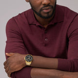  Shop Authentic Fossil FB-01 Chronograph Black Dial Gold Steel Strap Watch for Men - FS5836 - Luxxuri