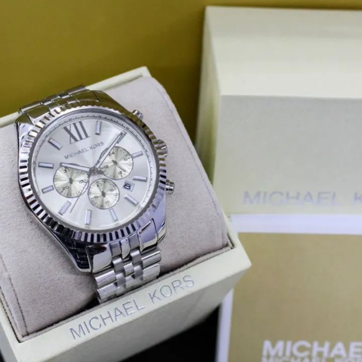  Shop Authentic Michael Kors Lexington Silver Dial Silver Steel Strap Watch for Men - MK8405 - Luxxuri