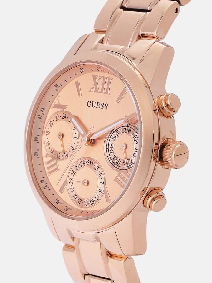  Shop Authentic Guess Mini Sunrise Chronograph Quartz Rose Gold Dial Rose Gold Steel Strap Watch For Women - W0448L3 - Luxxuri