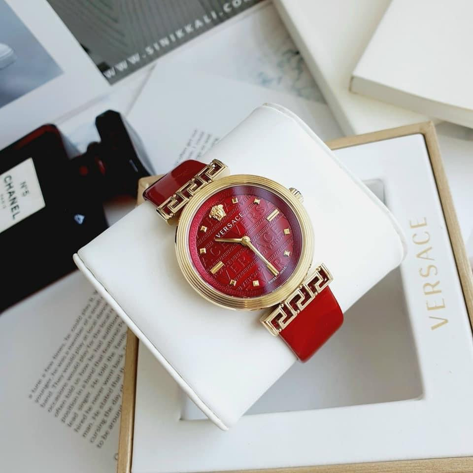  Shop Authentic Versace Greca Meander Red Dial Red Leather Strap Watch for Women - VELW00320 - Luxxuri