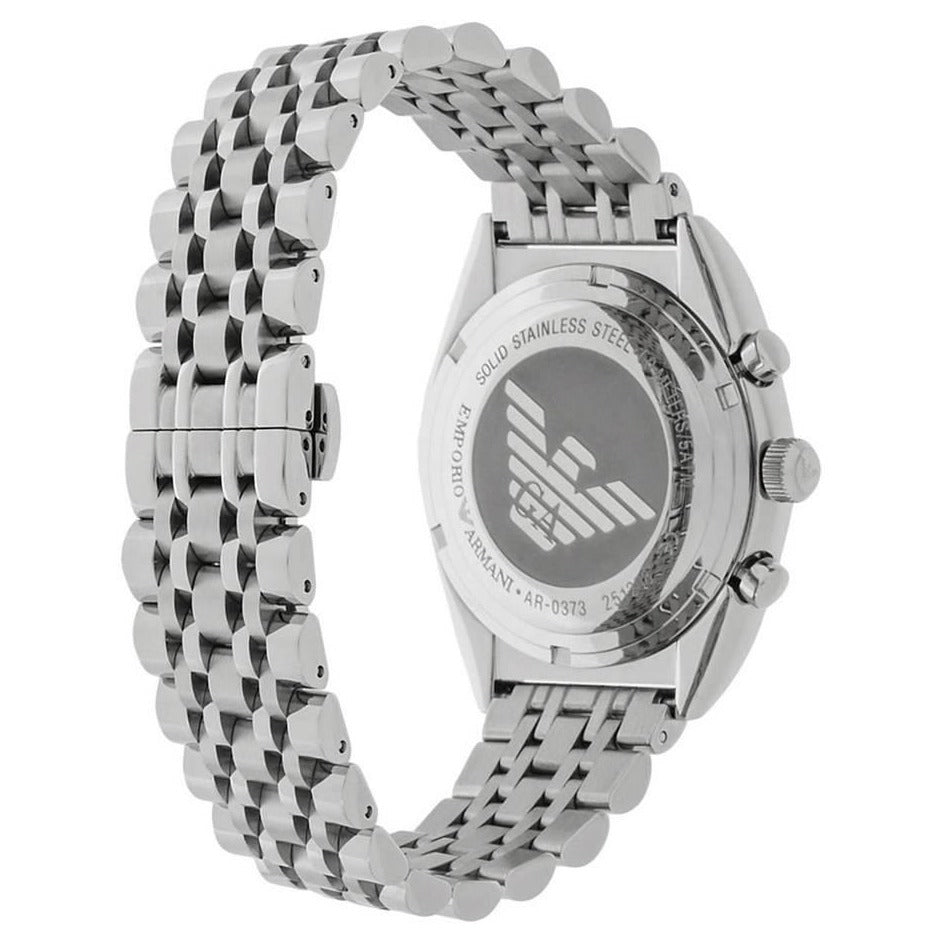  Shop Authentic Emporio Armani Franco Black Dial Silver Steel Strap Watch For Men - AR0373 - Luxxuri