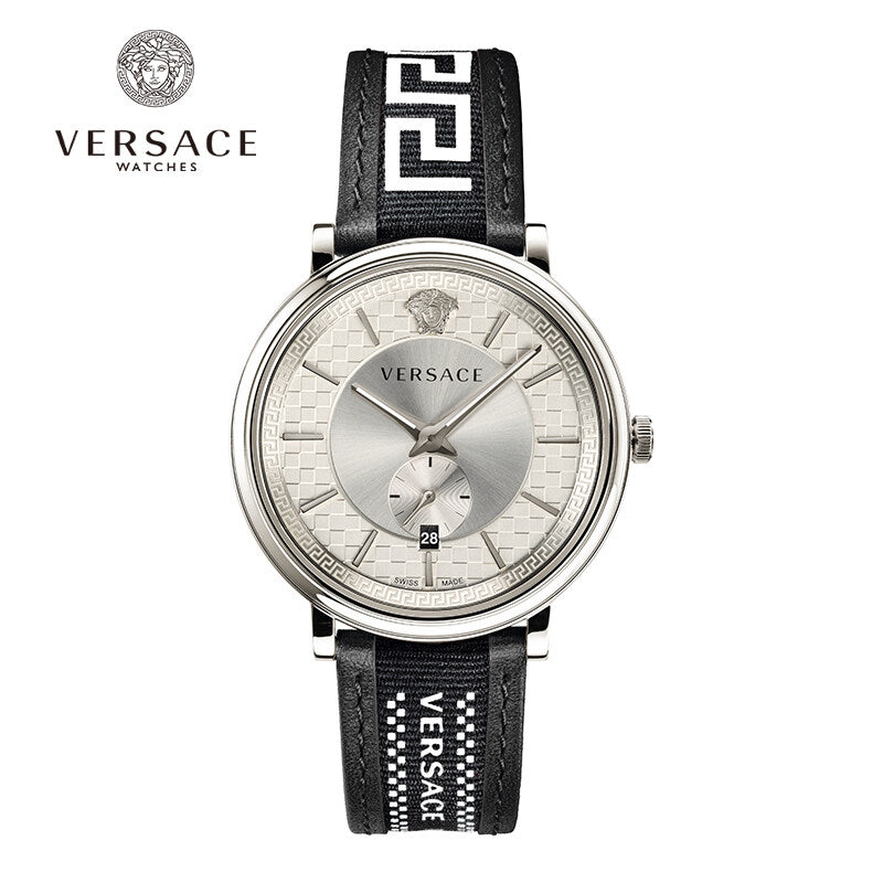  Shop Authentic Versace V-Circle Black Manifesto Courage Quartz Silver Dial Black Leather Strap Watch for Men - VBQ080017 - Luxxuri