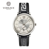  Shop Authentic Versace V-Circle Black Manifesto Courage Quartz Silver Dial Black Leather Strap Watch for Men - VBQ080017 - Luxxuri