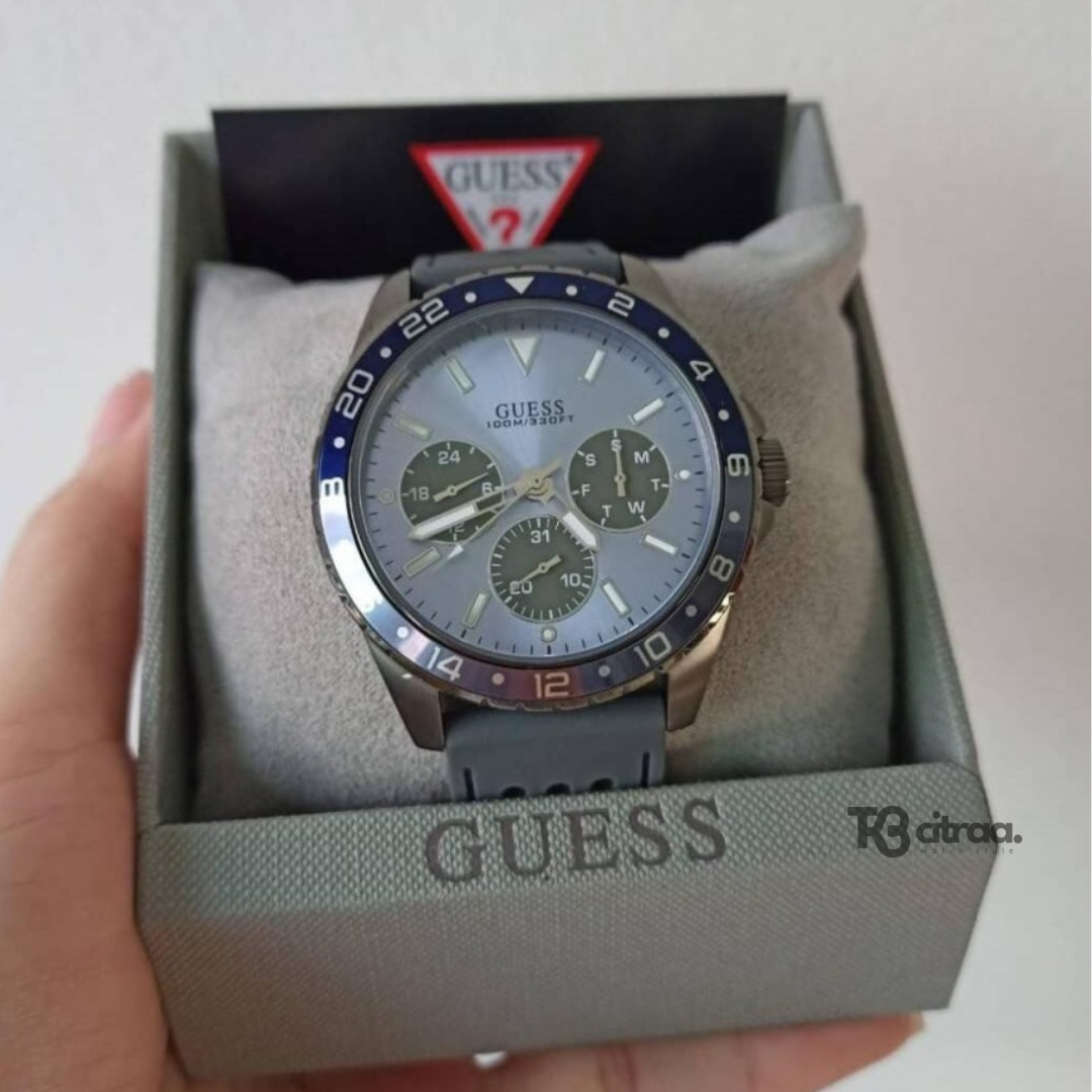  Shop Authentic Guess Odyssey Blue Dial Grey Rubber Strap Watch For Men - W1108G6 - Luxxuri