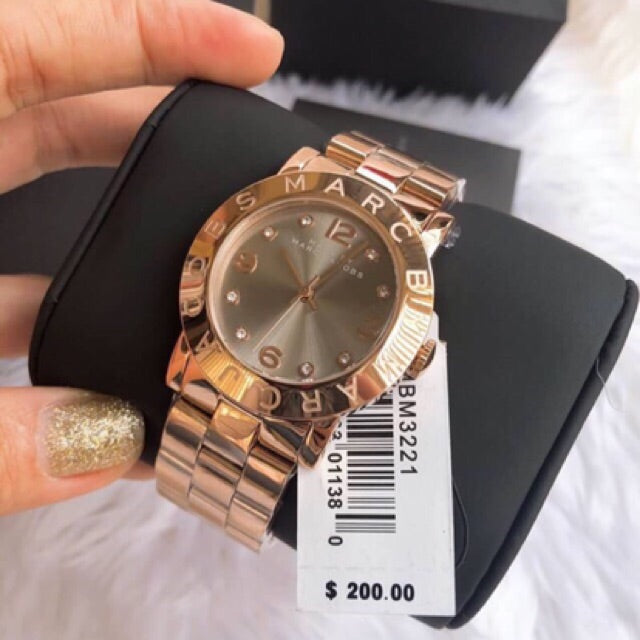  Shop Authentic Marc Jacobs Amy Mother of Pearl Black Dial Rose Gold Steel Strap Watch for Women - MBM8610 - Luxxuri