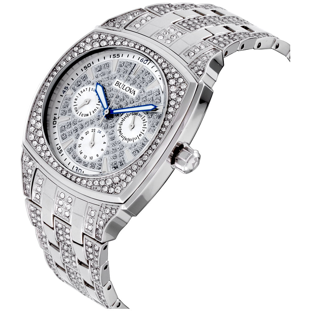  Shop Authentic Bulova Crystal Collection Phantom Silver Dial Silver Steel Strap Watch for Men - 96C002 - Luxxuri
