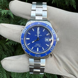  Shop Authentic Tag Heuer Aquaracer Calibre 5 Automatic Blue Dial Silver Steel Strap Watch for Men - WAK2111.BA0830 - Luxxuri