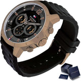  Shop Authentic Tommy Hilfiger Luca Chronograph Black Dial Black Rubber Strap Watch For Men - 1710491 - Luxxuri