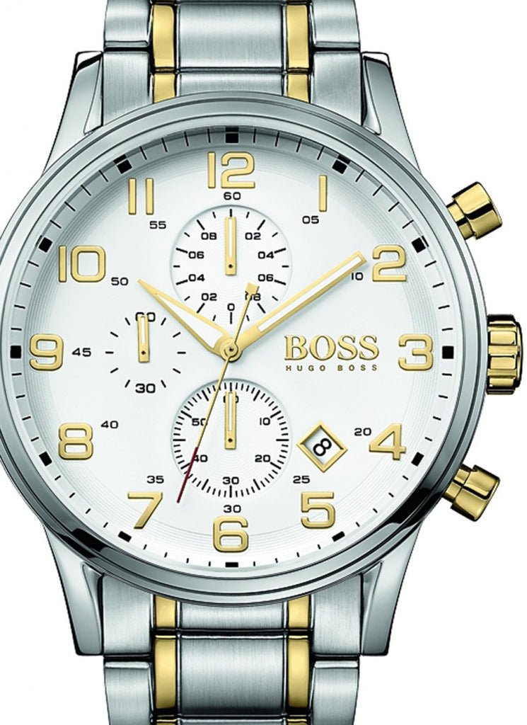  Shop Authentic Hugo Boss Areoliner Chronograph White Dial Two Tone Steel Strap Watch for Men - 1513236 - Luxxuri