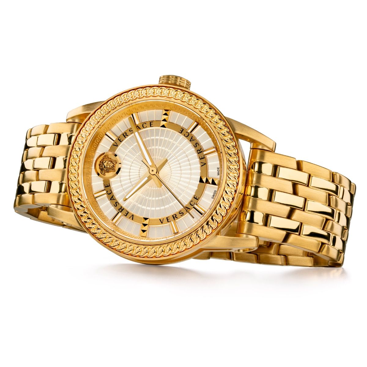  Shop Authentic Versace Code Quartz Silver Dial Gold Steel Strap Watch For Men - VEPO00420 - Luxxuri