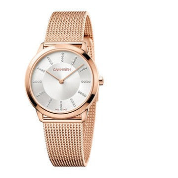  Shop Authentic Calvin Klein Minimal White Dial Rose Gold Mesh Bracelet Watch for Women - K3M22Y2X - Luxxuri