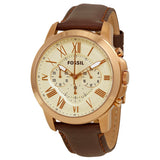  Shop Authentic Fossil Grant Chronograph White Dial Brown Leather Strap Watch for Men - FS4991 - Luxxuri