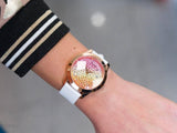  Shop Authentic Guess Crush Crystals Gold Dial White Rubber Strap Watch for Women - W1223L3 - Luxxuri