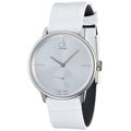  Shop Authentic Calvin Klein Accent Silver Dial White Leather Strap Watch for Women - K2Y231K6 - Luxxuri