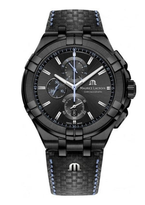  Shop Authentic Maurice Lacroix Aikon Chronograph Limited Edition Black Dial Black Leather Strap Watch for Men - AI1018-PVB01-337-1 - Luxxuri