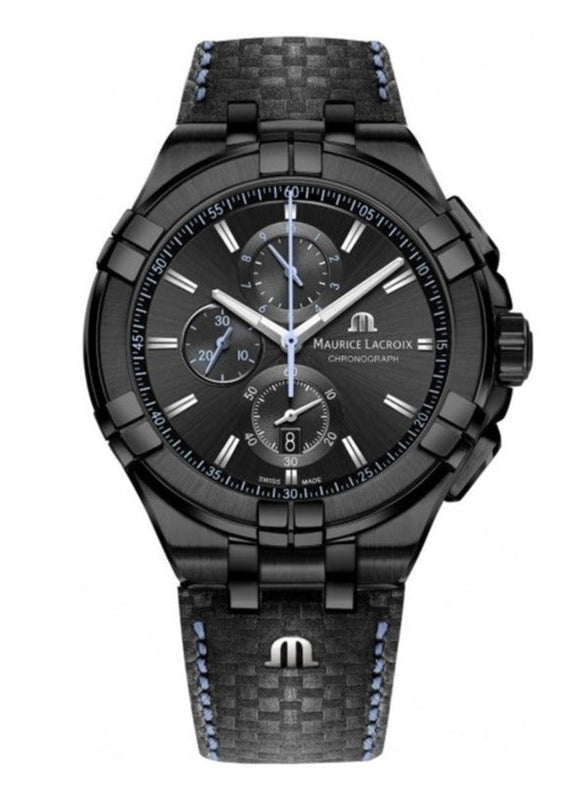  Shop Authentic Maurice Lacroix Aikon Chronograph Limited Edition Black Dial Black Leather Strap Watch for Men - AI1018-PVB01-337-1 - Luxxuri