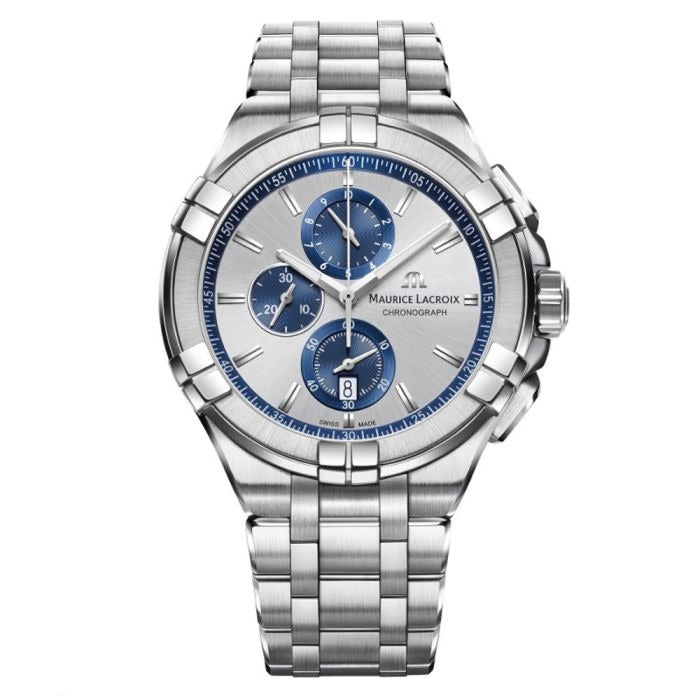  Shop Authentic Maurice Lacroix Aikon Chronograph Silver Dial Silver Steel Strap Watch for Men - AI1018-SS002-131-1 - Luxxuri