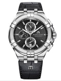  Shop Authentic Maurice Lacroix Aikon Chronograph Black Dial Black Leather Strap Watch for Men - AI1018-SS001-330-1 - Luxxuri