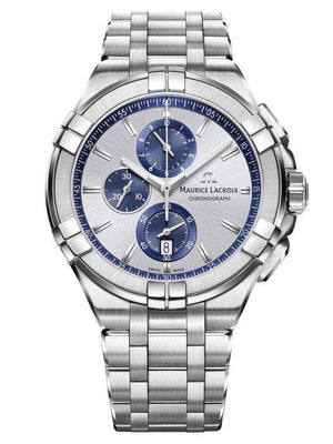  Shop Authentic Maurice Lacroix Aikon Chronograph Silver Dial Silver Steel Strap Watch for Men - AI1018-SS002-131-1 - Luxxuri