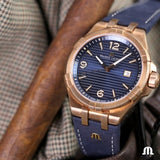  Shop Authentic Maurice Lacroix Aikon Date Limited Edition Blue Dial Blue Leather Strap Watch For Men - AI1028-BRZ01-420-1 - Luxxuri