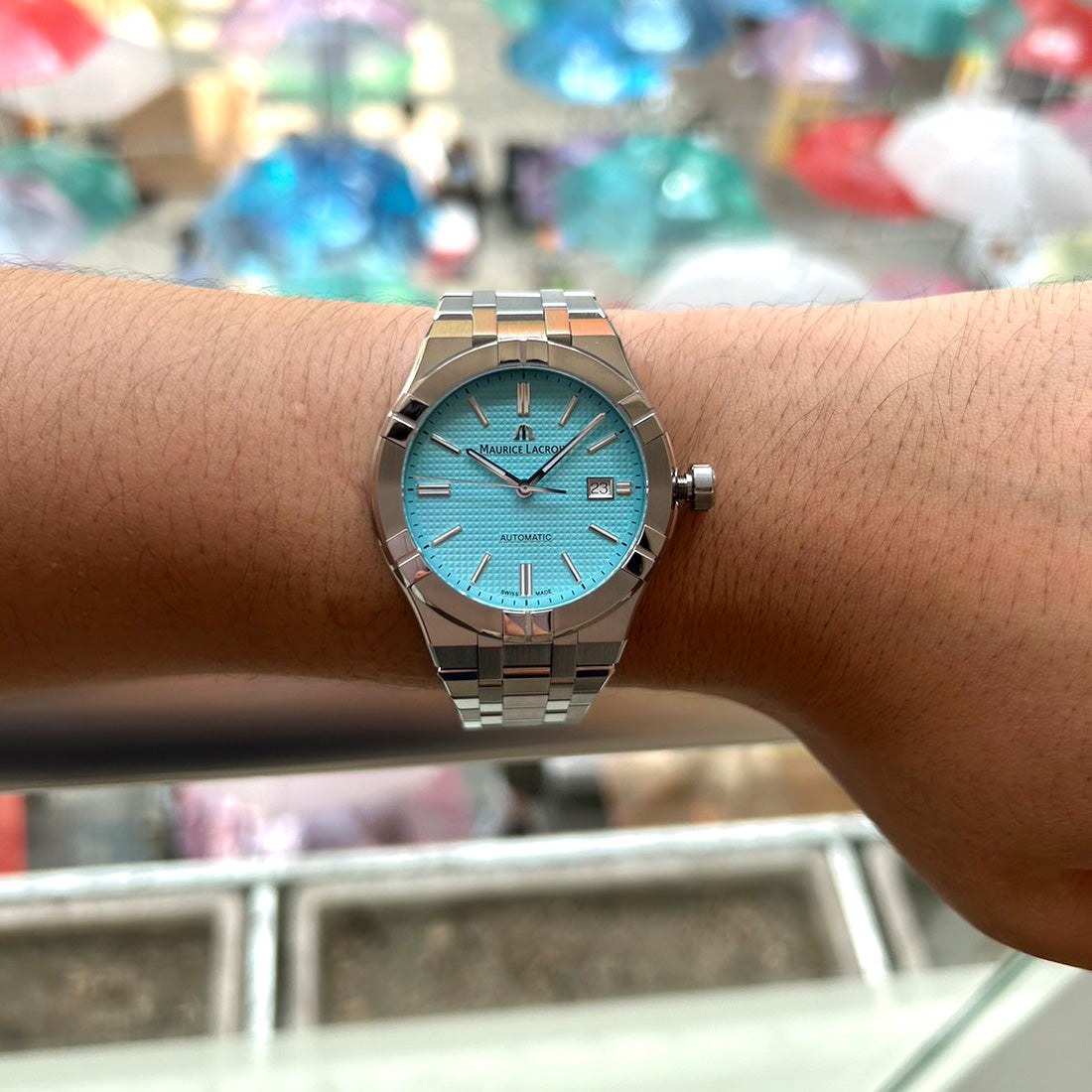  Shop Authentic Maurice Lacroix Aikon Automatic Limited Summer Edition Blue Dial Silver Steel Strap Watch For Men - AI6008-SS00F-431-1 - Luxxuri