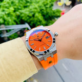  Shop Authentic Maurice Lacroix Aikon Automatic Date Orange Dial Silver Steel Strap Watch For Men - AI6008-SS00F-530-E - Luxxuri