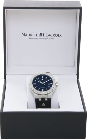  Shop Authentic Maurice Lacroix Aikon Date Automatic Black Dial Black Leather Strap Watch For Men - AI6008-SS001-330-1 - Luxxuri