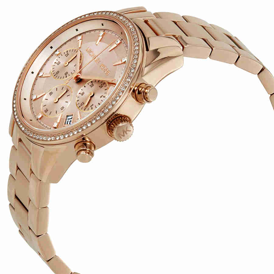  Shop Authentic Michael Kors Ritz Chronograph Rose Gold Dial Rose Gold Steel Strap Watch for Women - MK6357 - Luxxuri