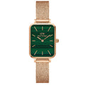  Shop Authentic Daniel Wellington Quadro Melrose Green Dial Rose Gold Mesh Strap Watch For Women - DW00100437 - Luxxuri