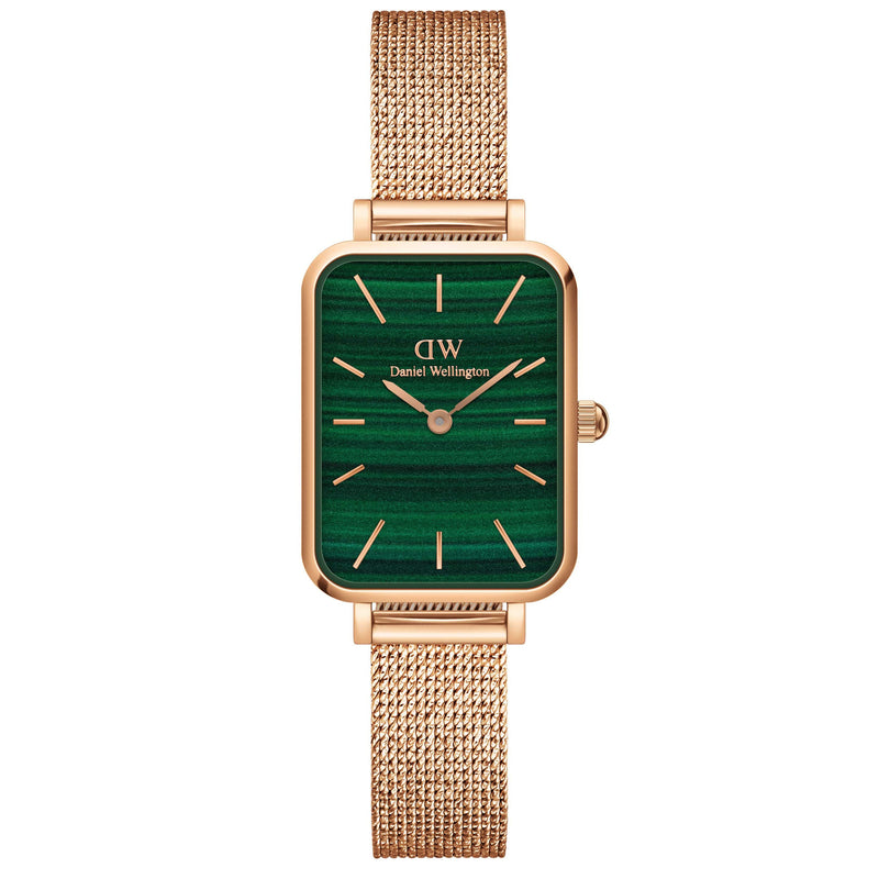  Shop Authentic Daniel Wellington Quadro Melrose Green Dial Rose Gold Mesh Strap Watch For Women - DW00100437 - Luxxuri