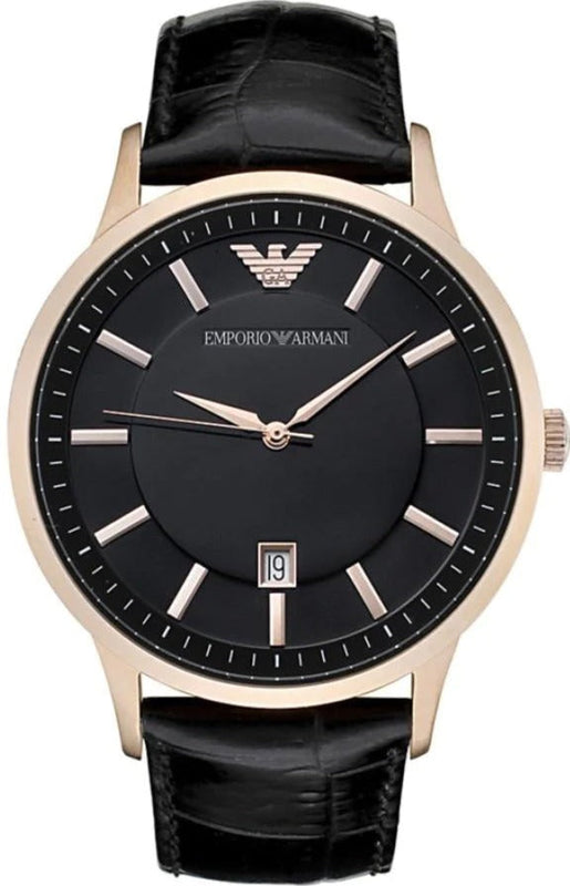  Shop Authentic Emporio Armani Renato Quartz Black Dial Black Leather Strap Watch For Men - AR2425 - Luxxuri
