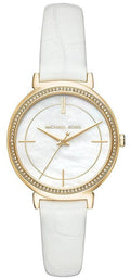  Shop Authentic Michael Kors Cinthia Mother of Pearl Dial White Leather Strap Watch for Women - MK2662 - Luxxuri