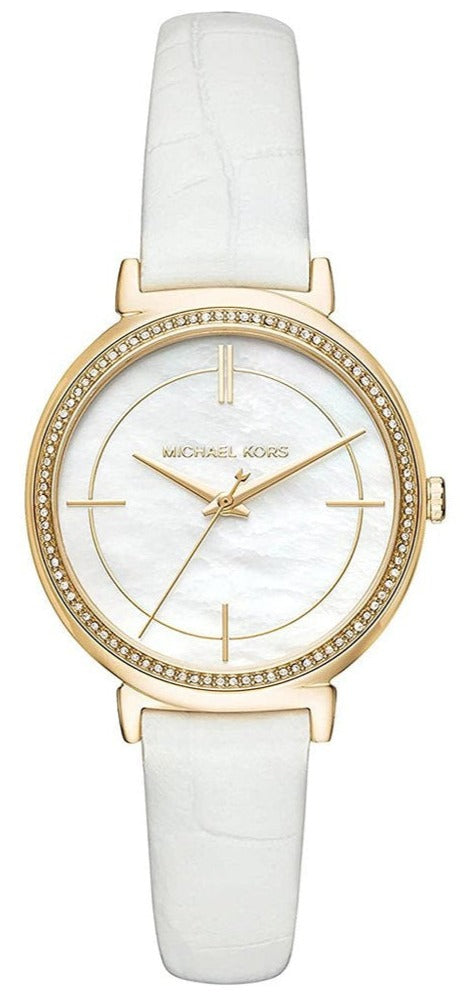  Shop Authentic Michael Kors Cinthia Mother of Pearl Dial White Leather Strap Watch for Women - MK2662 - Luxxuri