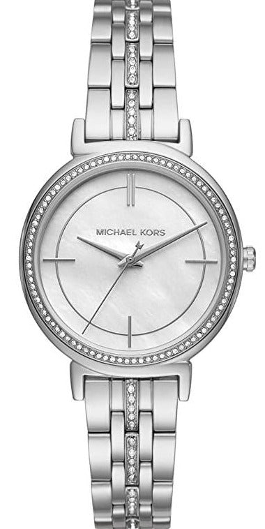  Shop Authentic Michael Kors Cinthia White Mother of Pearl Dial Silver Steel Strap Watch for Women for Women - MK3641 - Luxxuri