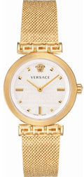  Shop Authentic Versace Meander Greca White Dial Gold Mesh Bracelet Watch for Women - VELW00820 - Luxxuri
