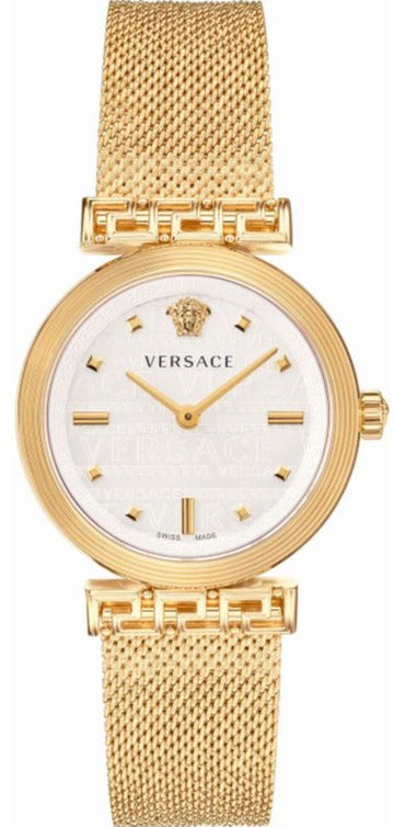  Shop Authentic Versace Meander Greca White Dial Gold Mesh Bracelet Watch for Women - VELW00820 - Luxxuri