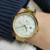  Shop Authentic Tommy Hilfiger Angela White Dial Gold Steel Strap Watch for Women - 1782128 - Luxxuri
