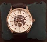  Shop Authentic Fossil Flynn Mechanical Skeleton Beige Dial Brown Leather Strap Watch for Men - BQ2215 - Luxxuri