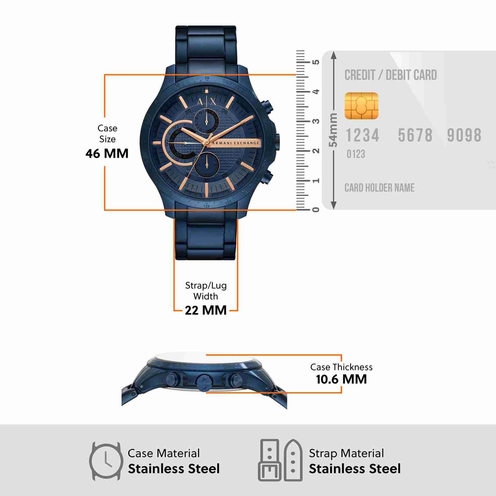  Shop Authentic Armani Exchange Hampton Chronograph Blue Dial Blue Steel Strap Watch For Men - AX2430 - Luxxuri