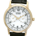 Citizen Watch Eco Drive Day & Date White Dial Black Leather Strap Watch For Men - AO9003-16A