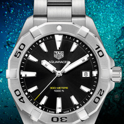  Shop Authentic Tag Heuer Aquaracer Black Dial Silver Steel Strap Watch for Men - WBD1110.BA0928 - Luxxuri