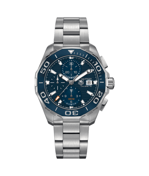 Tag Heuer Aquaracer Calibre 16 43mm Blue Dial Silver Steel Strap Watch for Men - CAY211B.BA0927