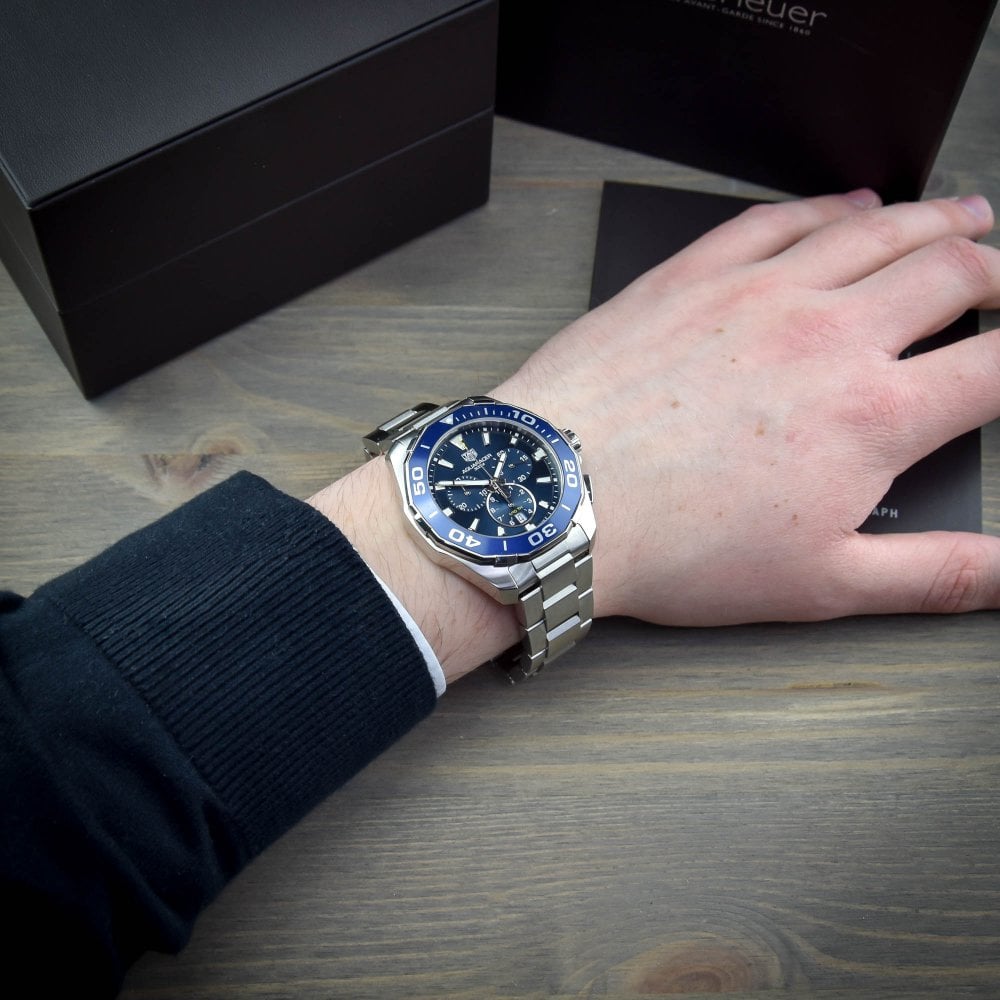 Tag Heuer Aquaracer Blue Dial SIlver Steel Strap Watch for Men - CAY111B.BA0927