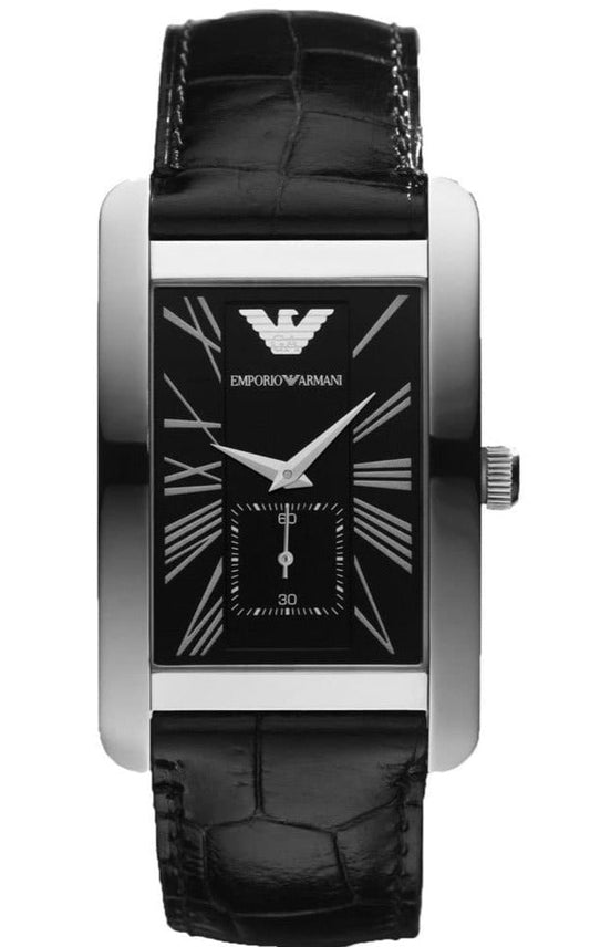  Shop Authentic Emporio Armani Black Dial Black Leather Strap Watch For Men - AR0143 - Luxxuri