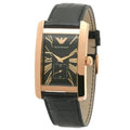 Shop Authentic Emporio Armani Classic Black & Rose Gold Dial Black Leather Strap Watch For Men - AR0168 - Luxxuri