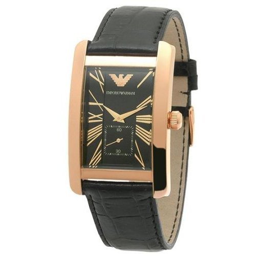  Shop Authentic Emporio Armani Classic Black & Rose Gold Dial Black Leather Strap Watch For Men - AR0168 - Luxxuri